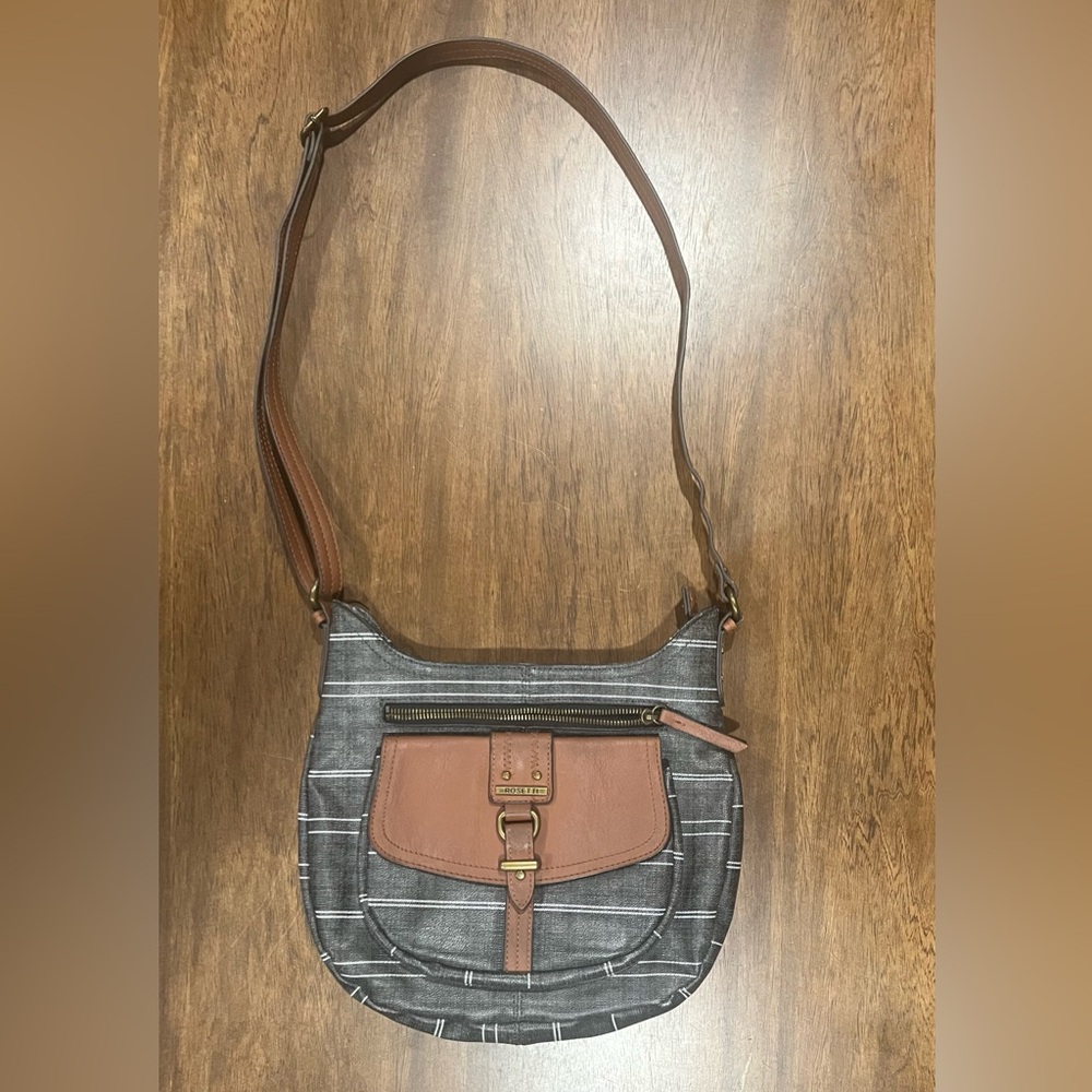 Rosetti Brown and Black Striped Crossbody Bag
